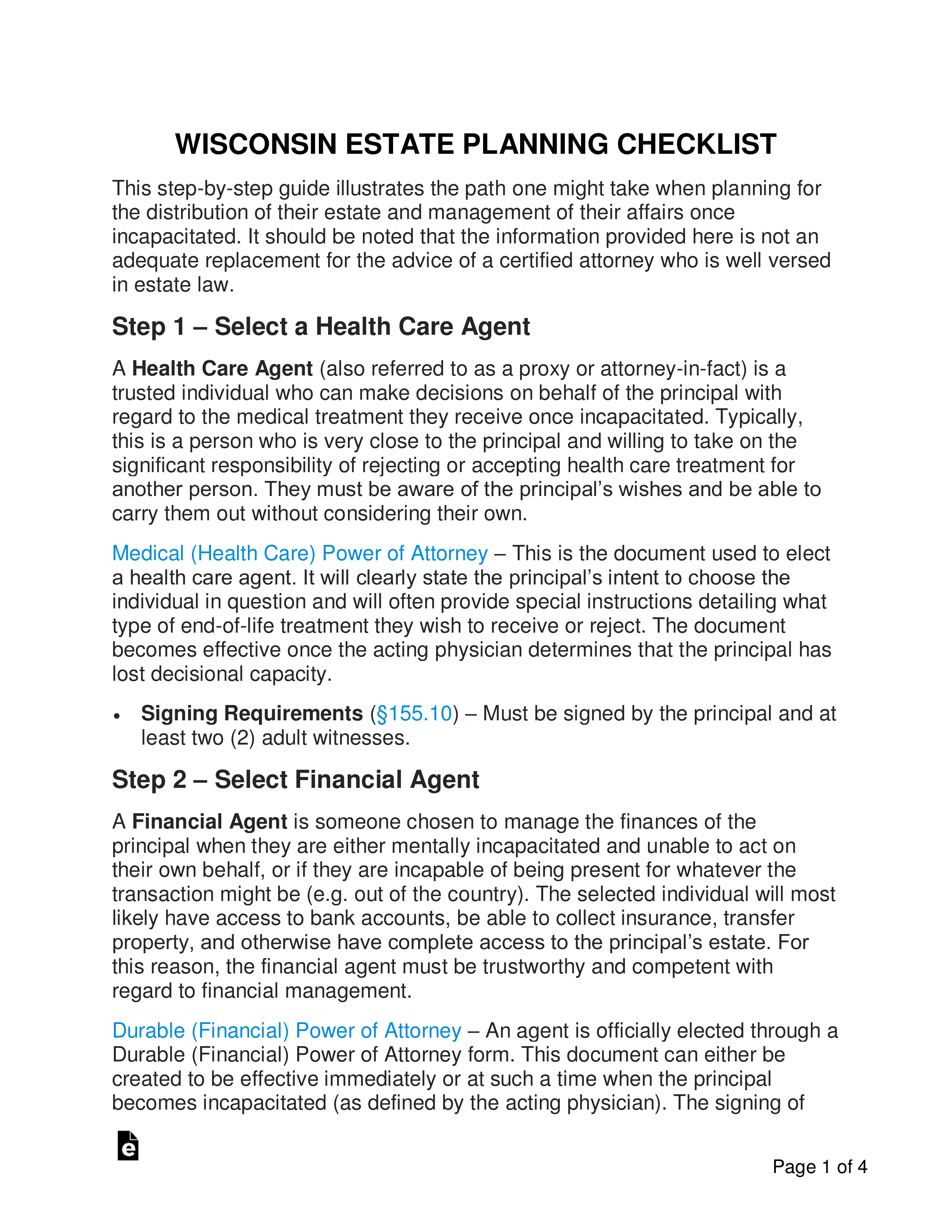Wisconsin Estate Planning Checklist