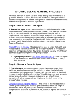 Wyoming Estate Planning Checklist