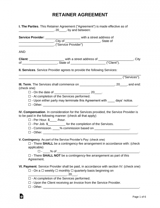 Retainer Agreement Template | Sample
