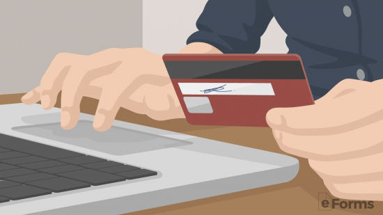 borrower typing credit card information to set up automatic payment