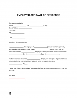 Employer Proof of Residency Letter