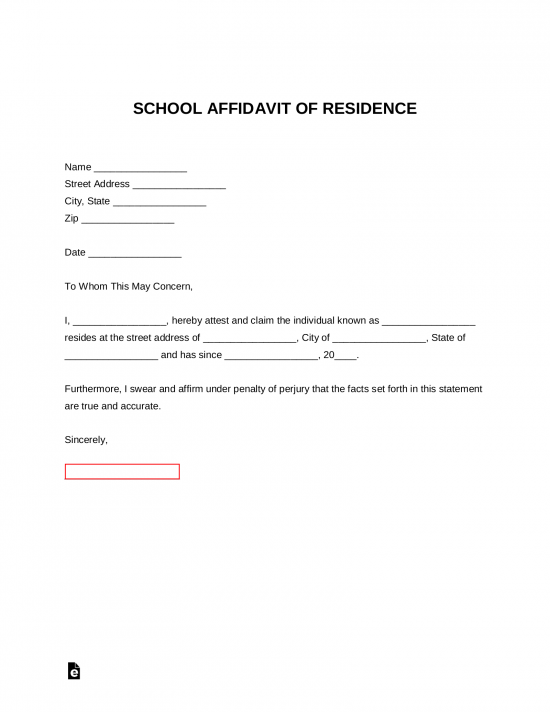Free Printable Affidavit Of Residence Tutore Org Master Of Documents