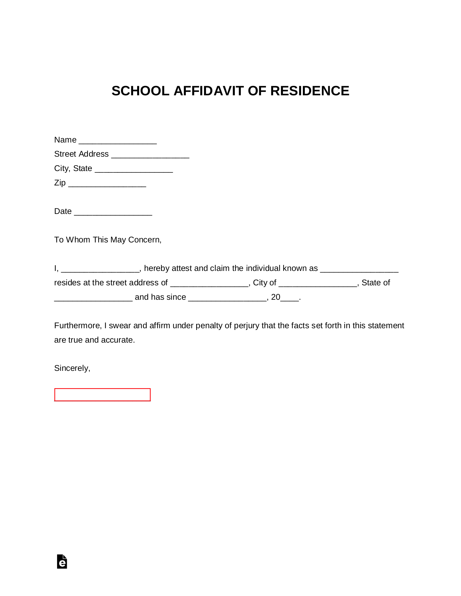 Letter Of Residence