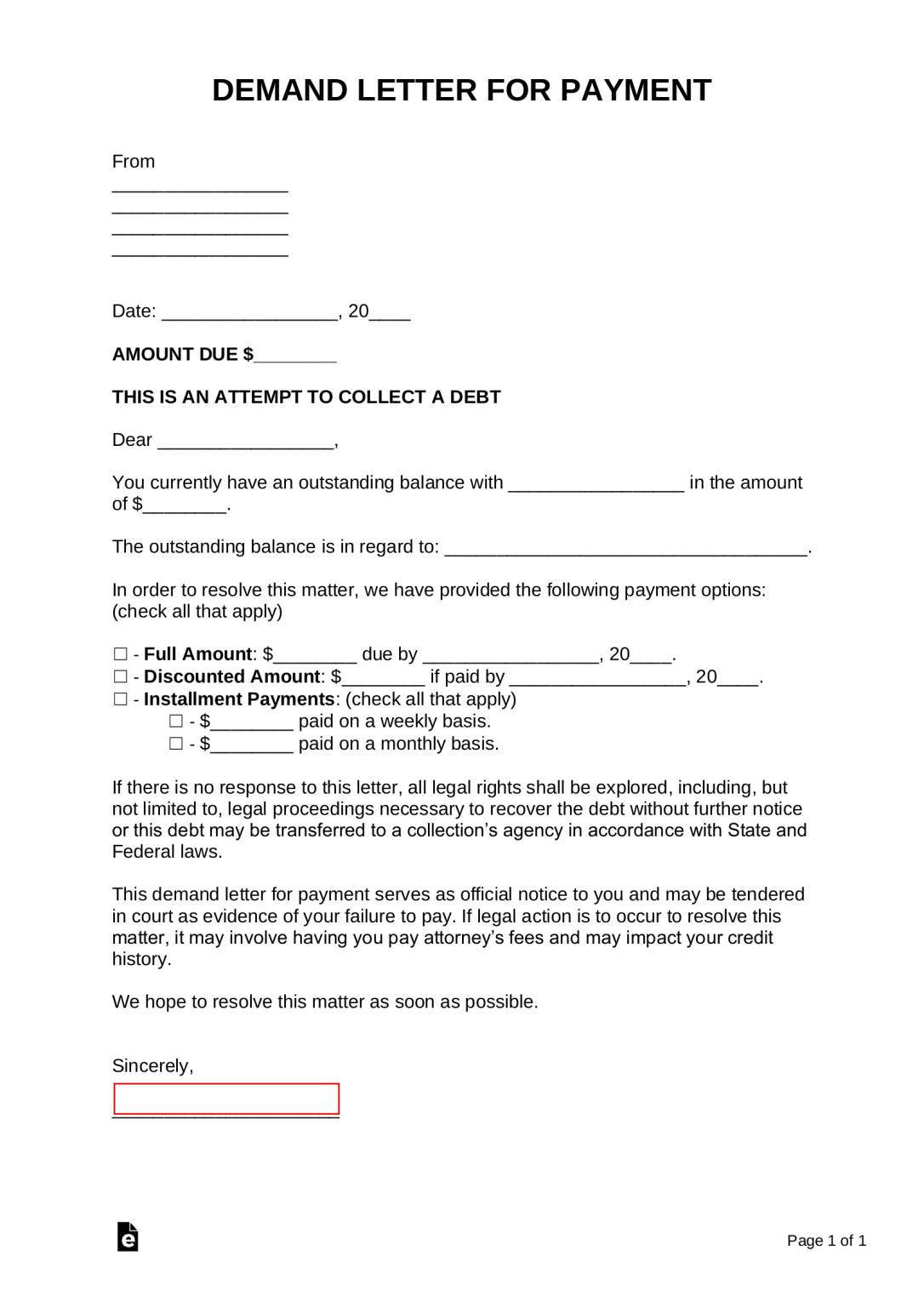 Free Demand Letter for Payment Template | Sample - PDF | Word – eForms