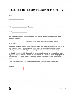 Personal Property Demand Letter