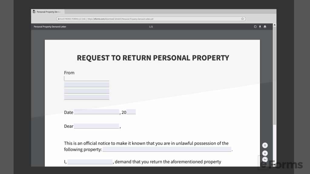 Free Personal Property Demand Letter - PDF | Word – eForms