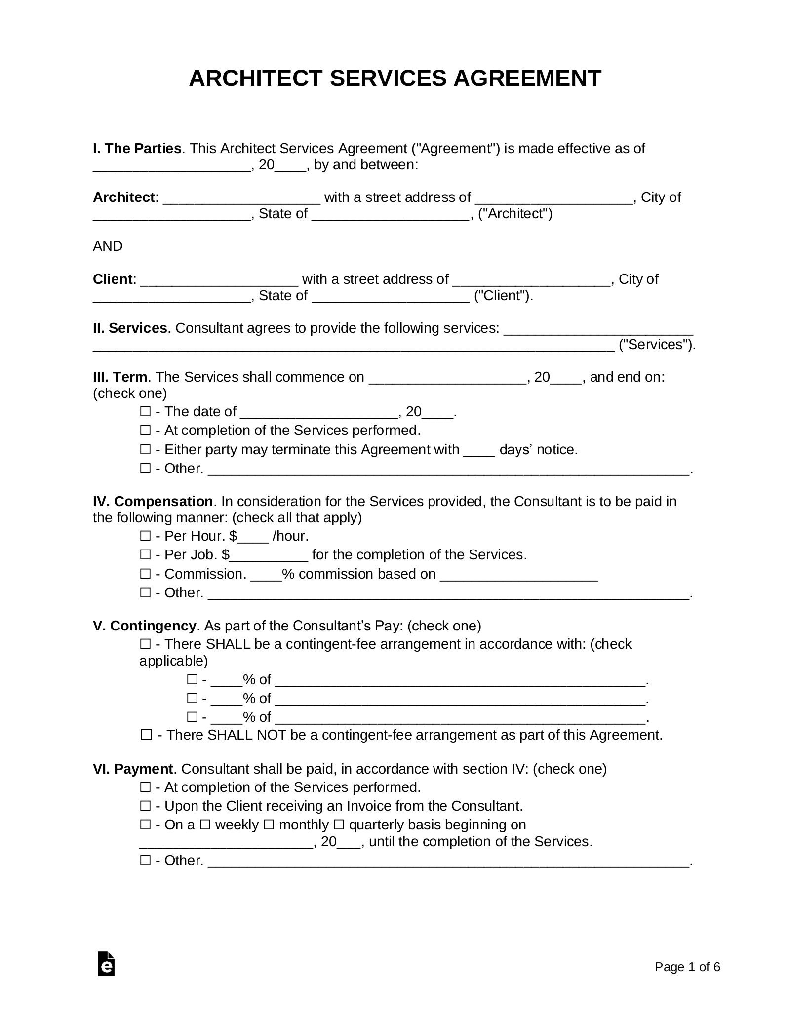 Architect Contract Template