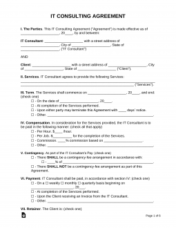IT Consultant Agreement Template