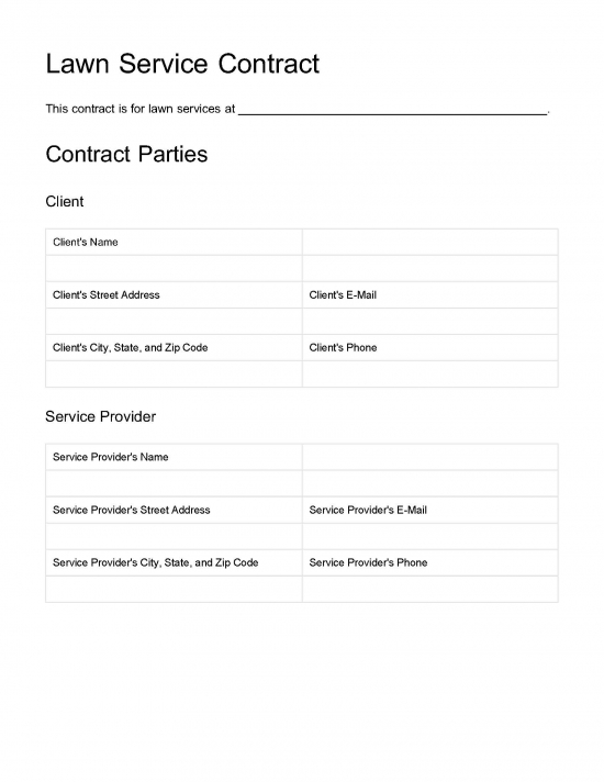 Printable Lawn Care Contract Template Printable Templates