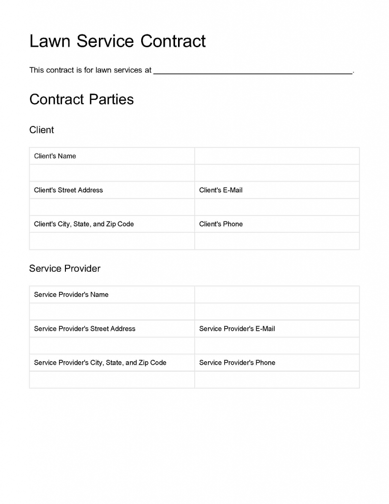Free Lawn Care Service Contract Samples (3) PDF Word eForms
