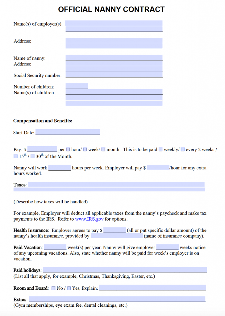 Free Nanny Contract Template Samples PDF Word EForms   Nanny Contract Sample 2 729x1024 