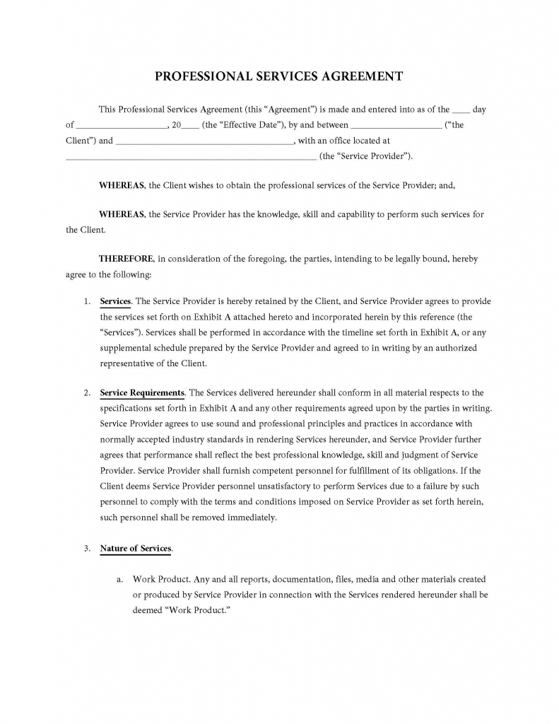 Free Professional Services Agreement - Samples - PDF | Word – eForms