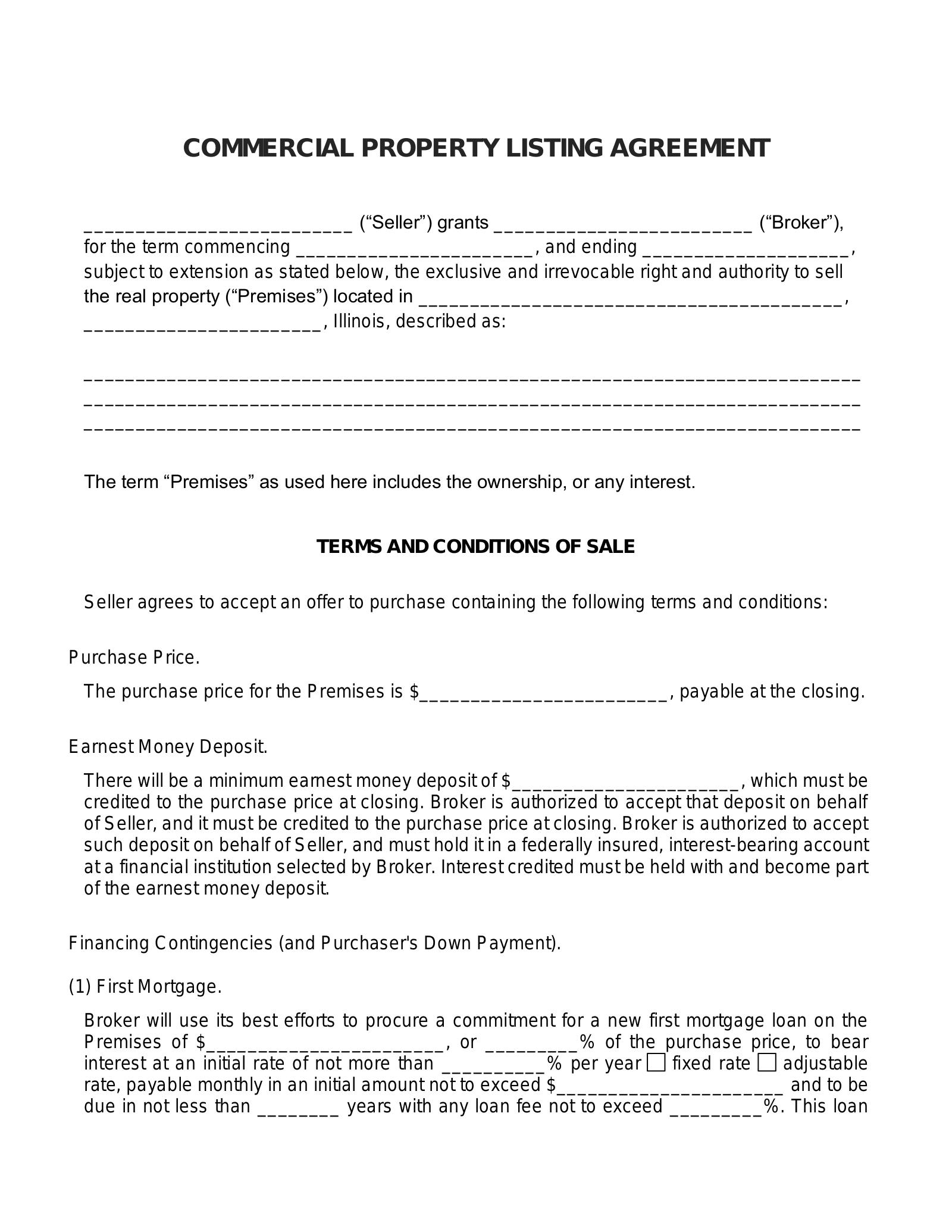 Which Statement Is True Of A Listing Agreement Free Commercial Listing Agreement Template - PDF | Word – eForms
