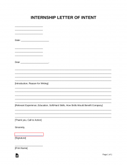 Free Internship Letter of Intent Template - PDF | Word – eForms