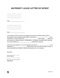 Maternity Leave Letter of Intent Template