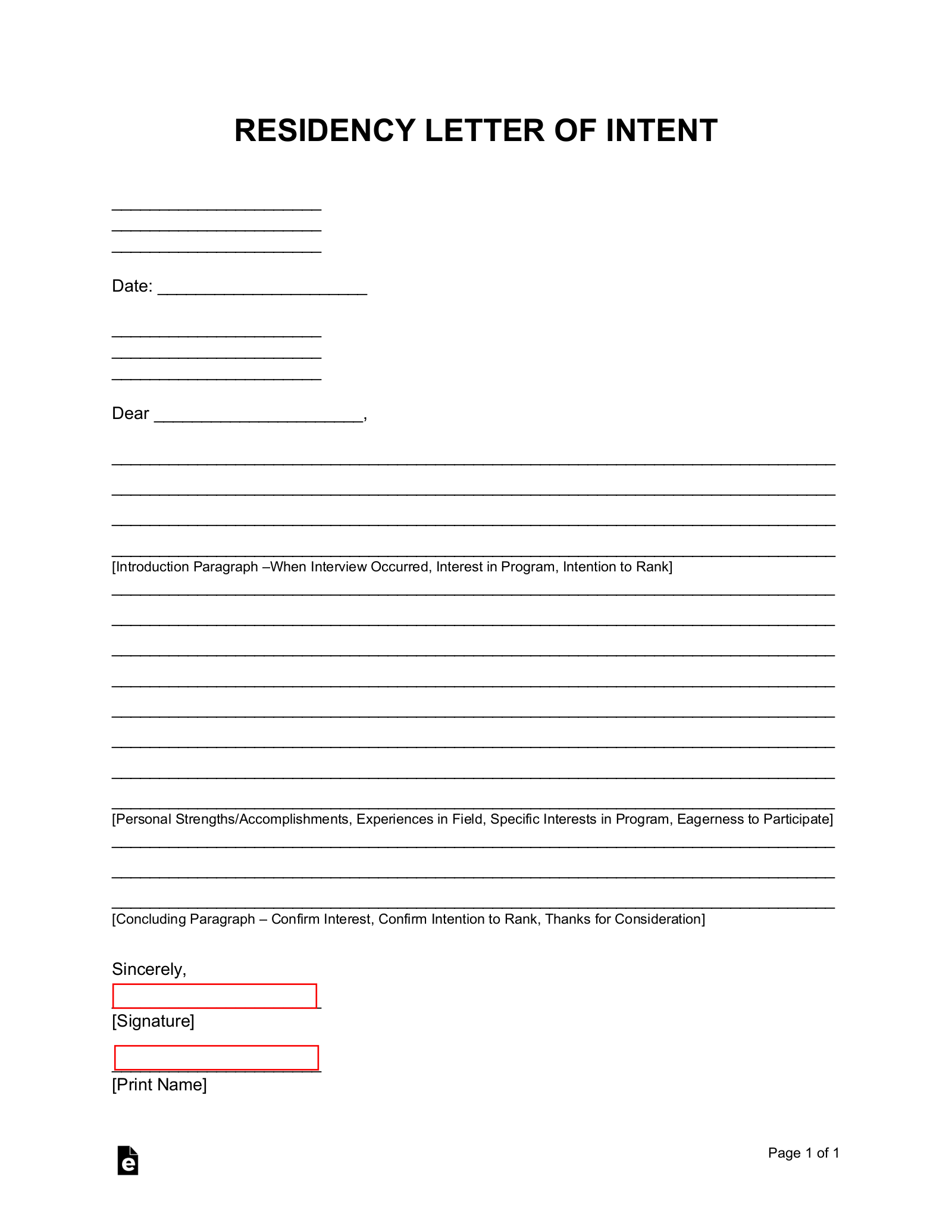 Download 28+] Residency Program Letter Of Intent Residency Sample
