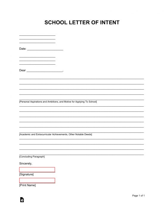 Printable Letter Of Intent To Homeschool