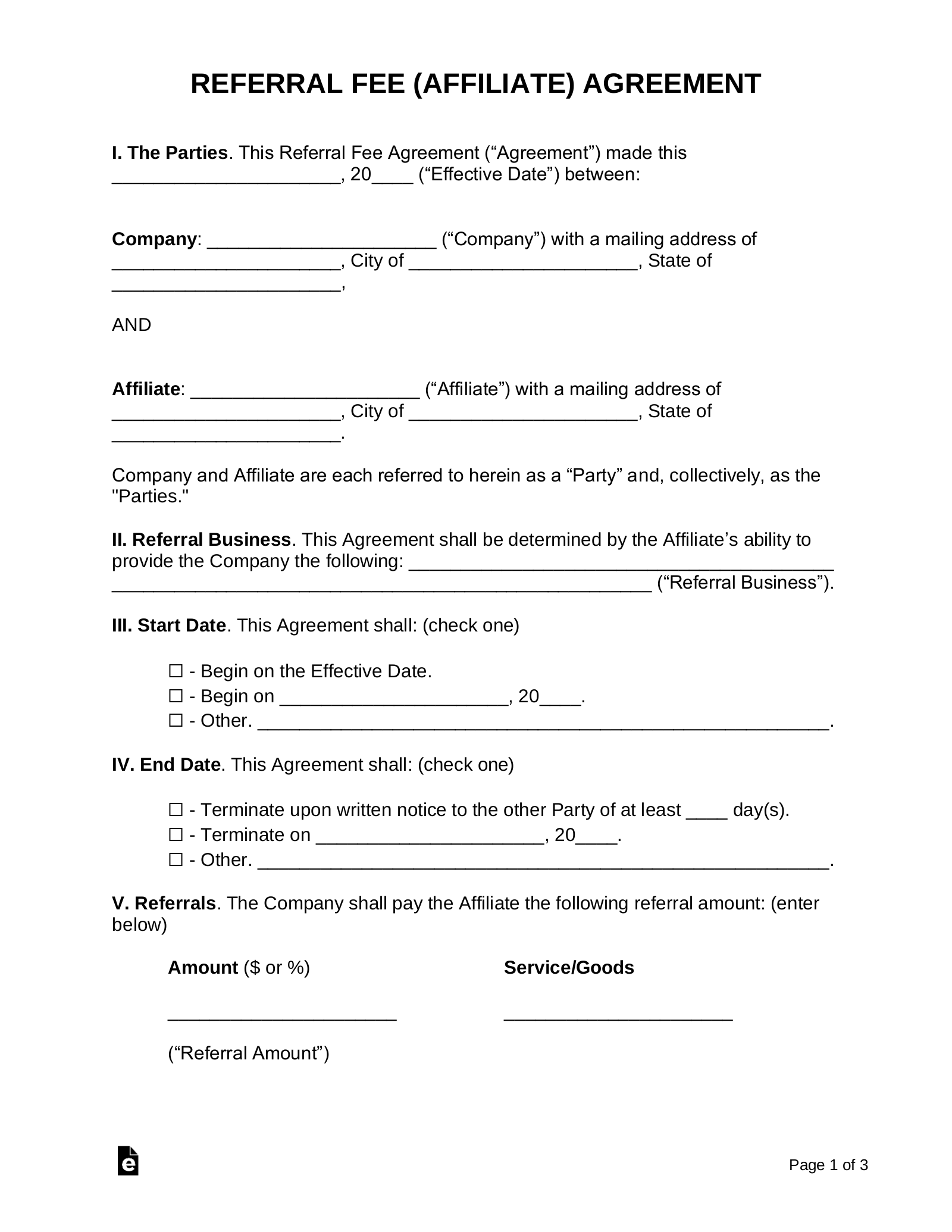 commission fee agreement template