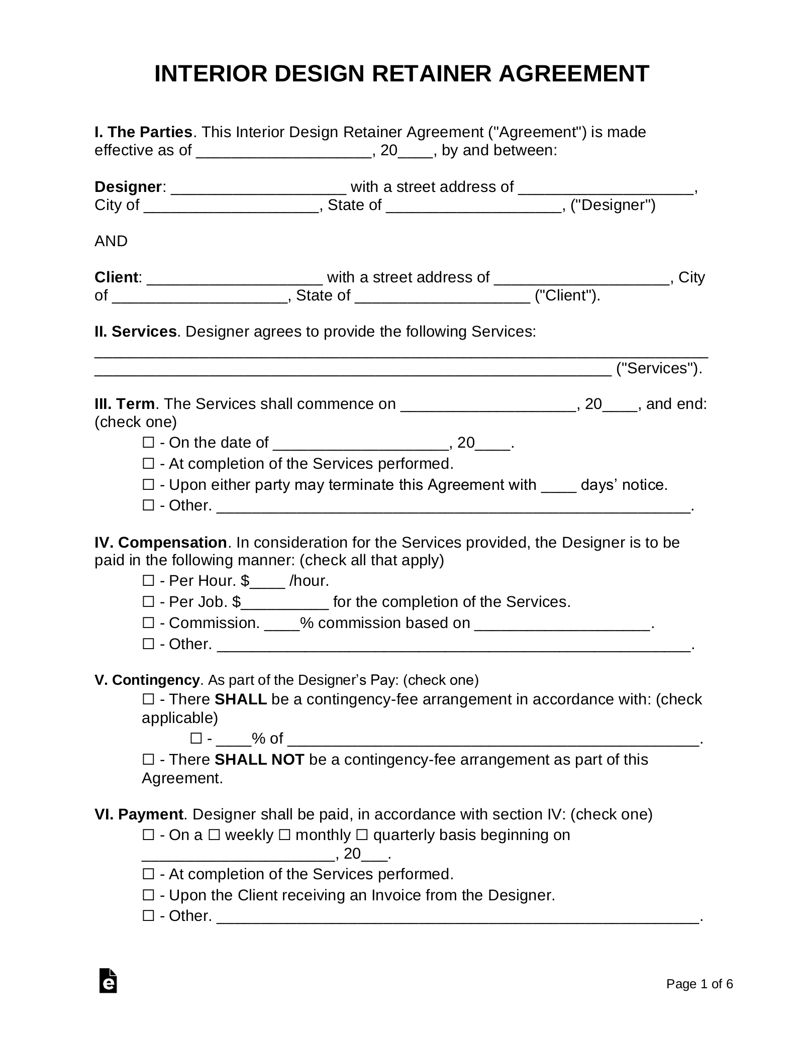 Architectural Design Contract Template