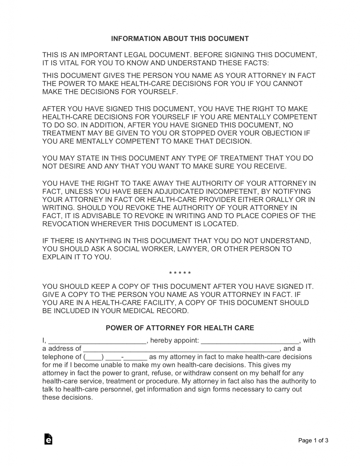 Free Washington D.C. Power of Attorney Forms (12 Types) - PDF | Word ...