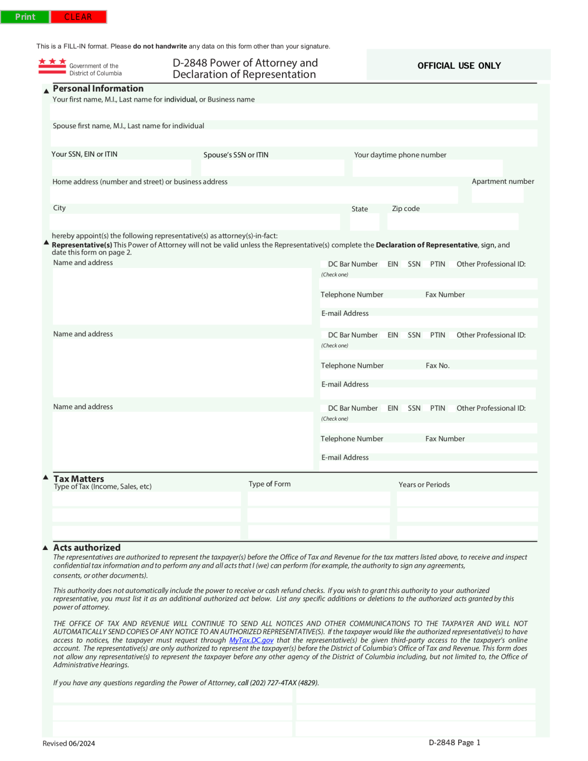 Free Washington D.C. Power of Attorney Forms (12 Types) - PDF | Word ...
