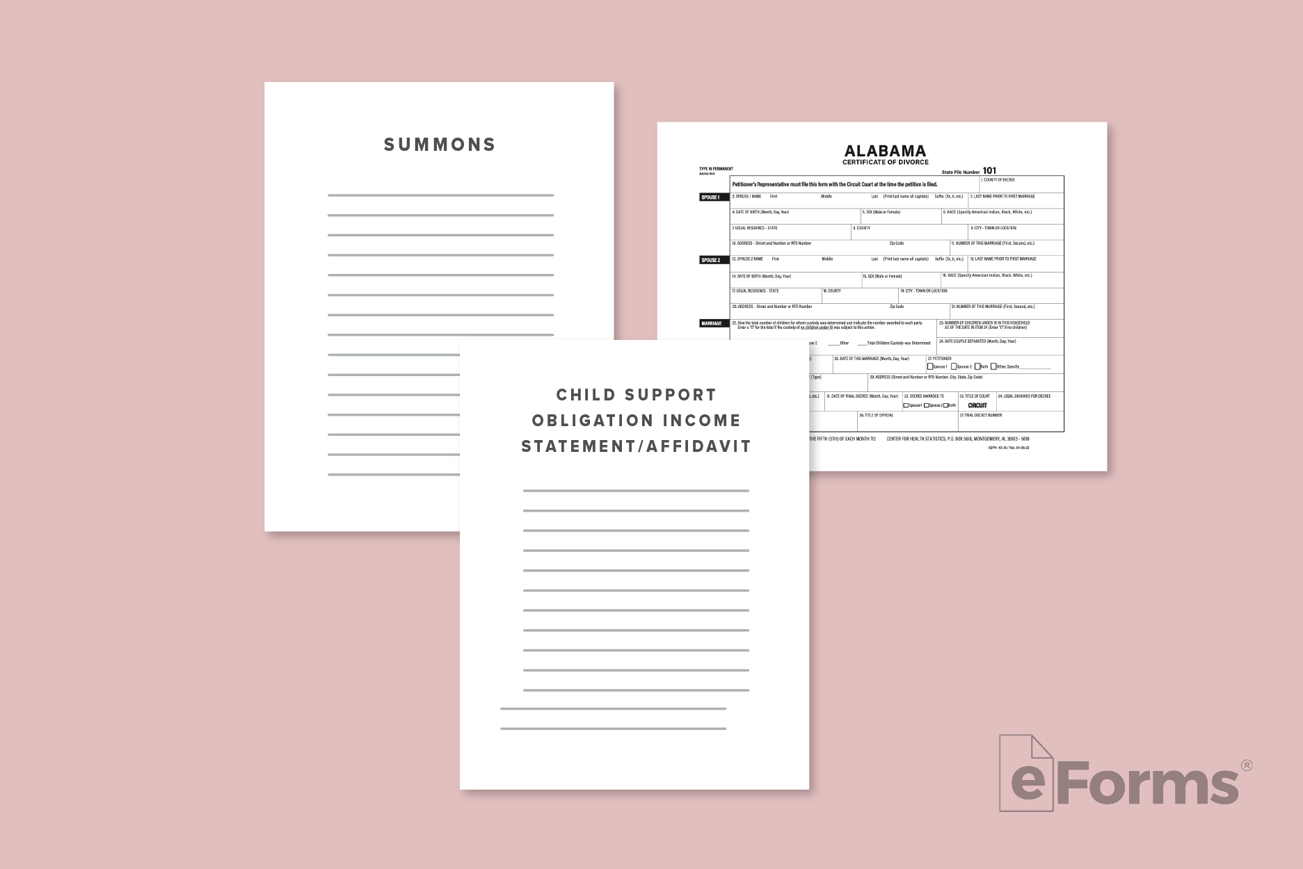 Flat lay of 3 Court Forms.