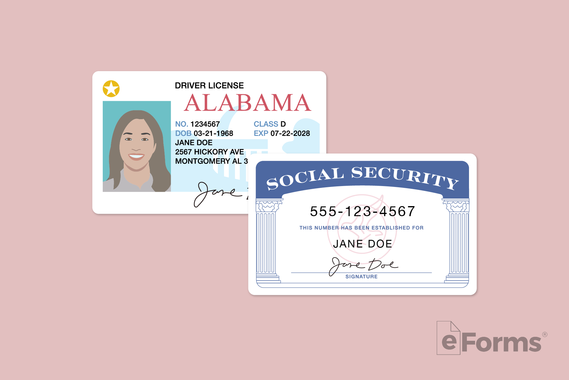 Drivers License with Social Security card.