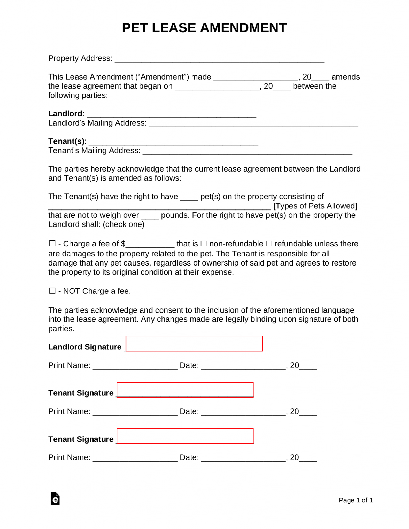 Tenancy Agreement Addendum Template