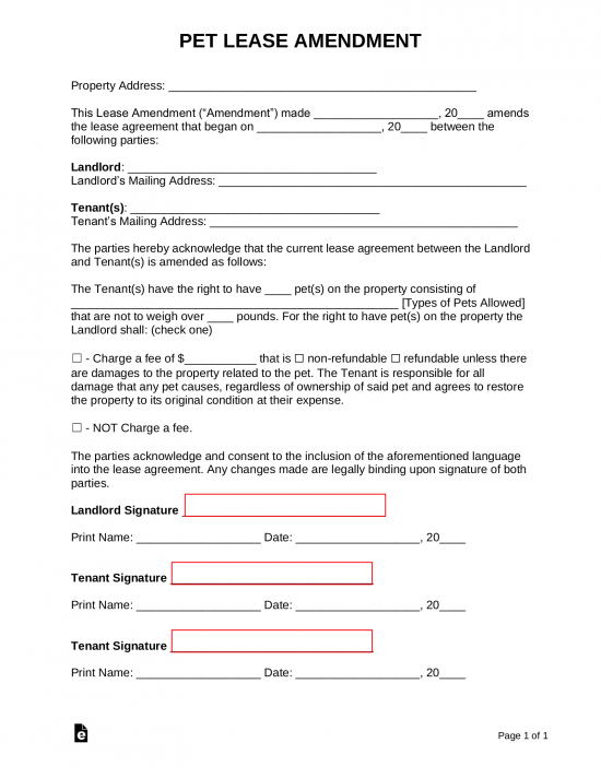 Free Lease Amendment Form - PDF | Word – EForms