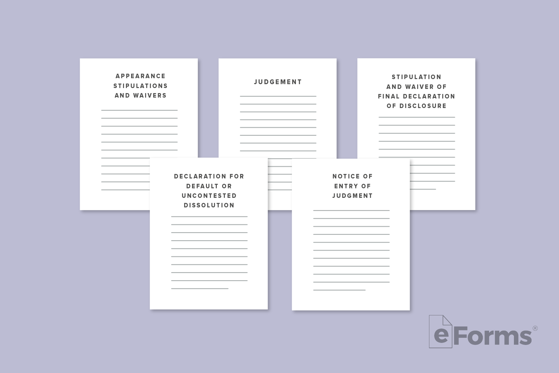 Flat lay of 5 required documents. 