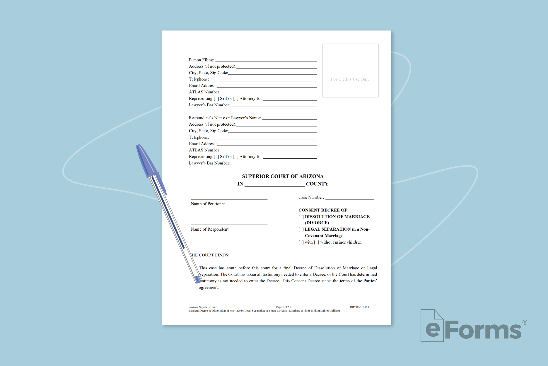 Consent document with ball point pen.