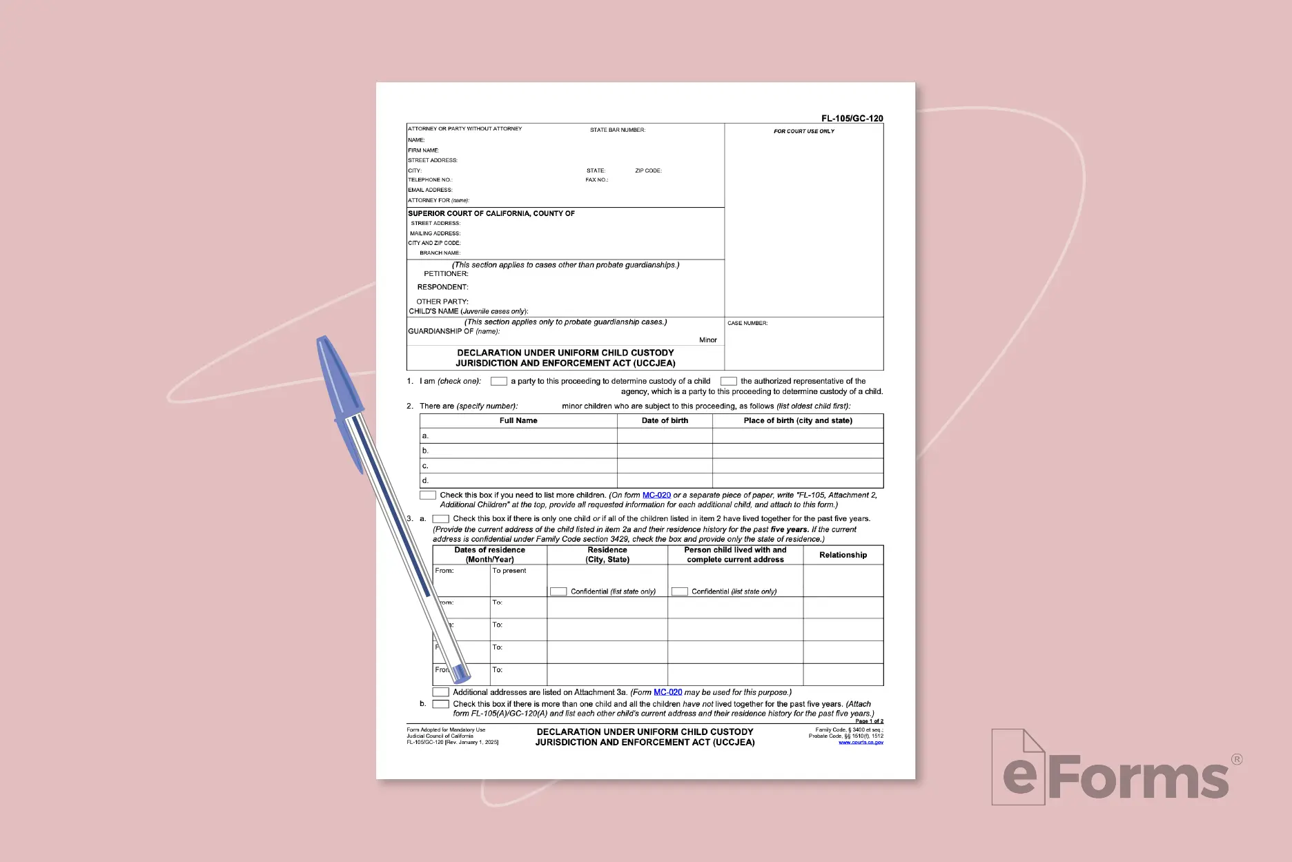 Parenting Document with ball point pen.