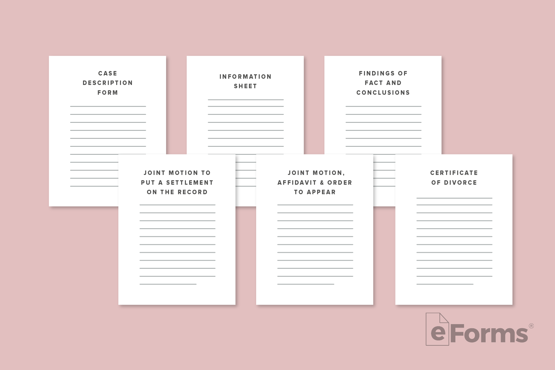 Flat lay of 6 documents.
