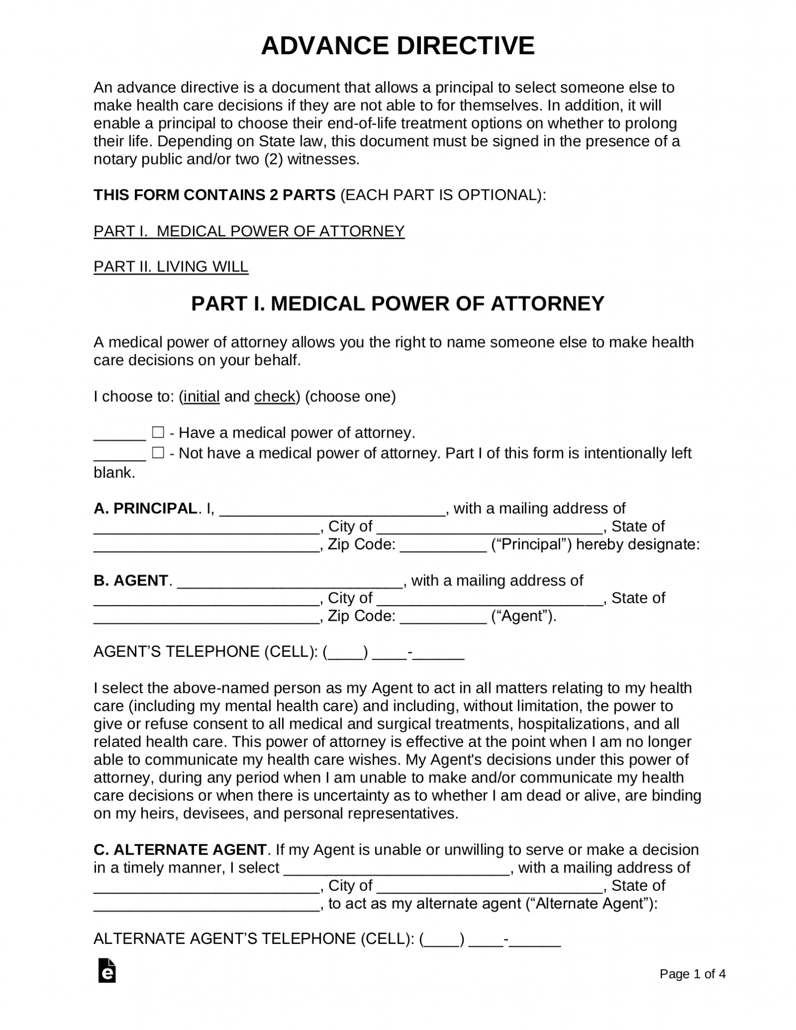 Free Medical Power Of Attorney Mpoa Form Pdf Word Eforms