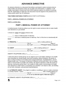 Advance Directive Form (Medical POA + Living Will)