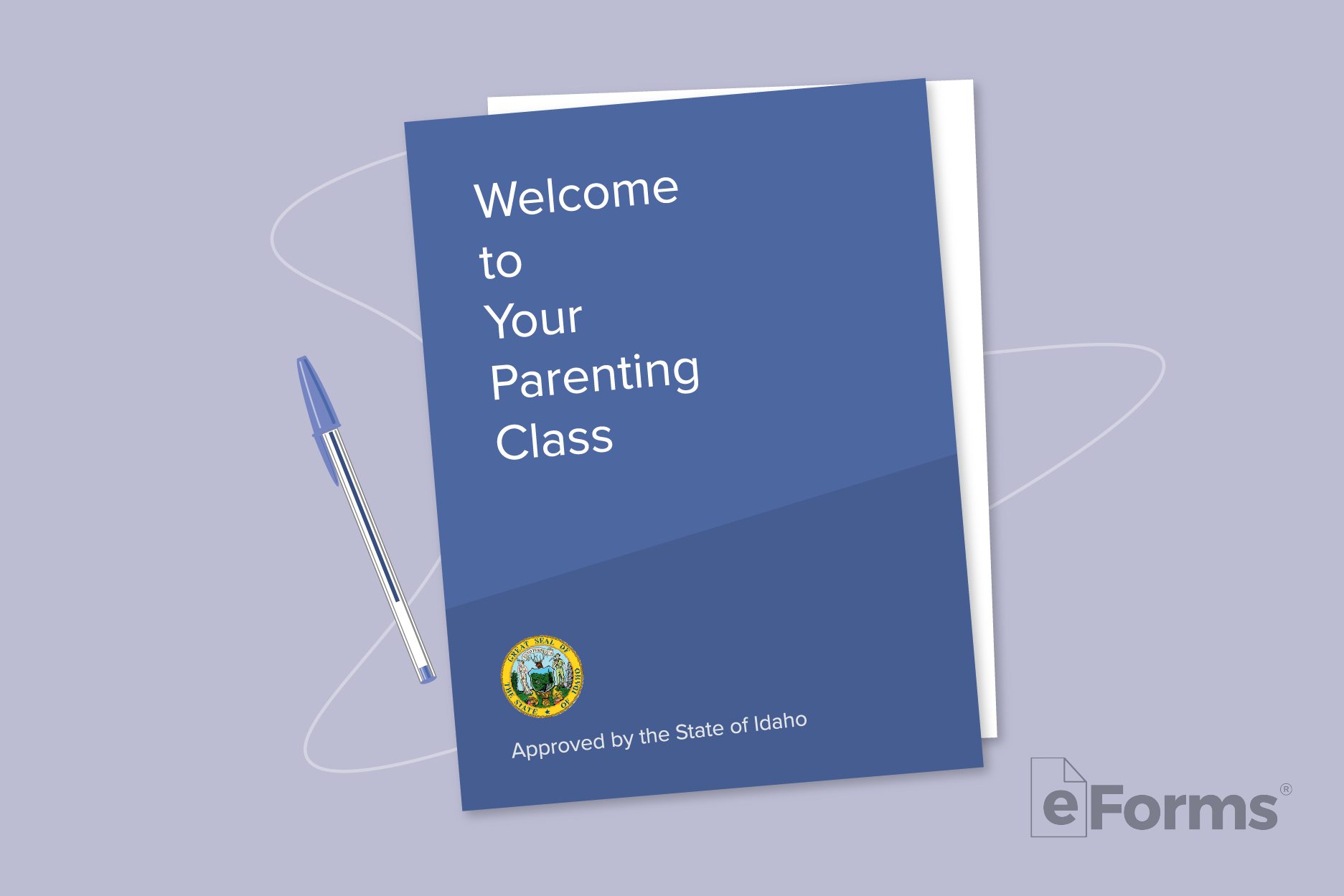 Parenting Class folder with ball point pen.