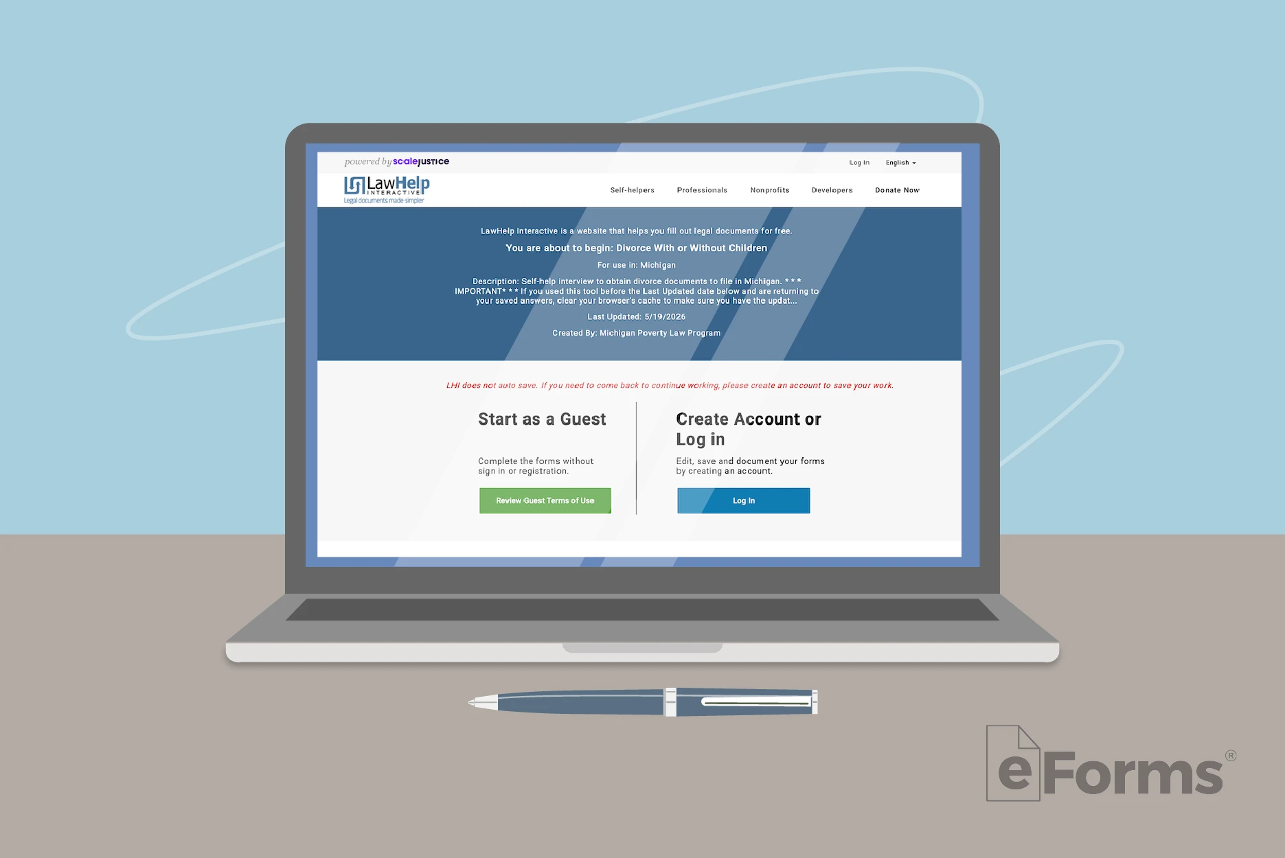 Laptop with website for Michigan Courts.