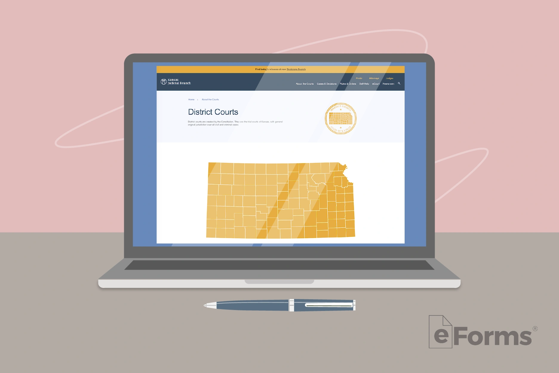 Laptop displaying website to obtain a Petition for Divorce. 