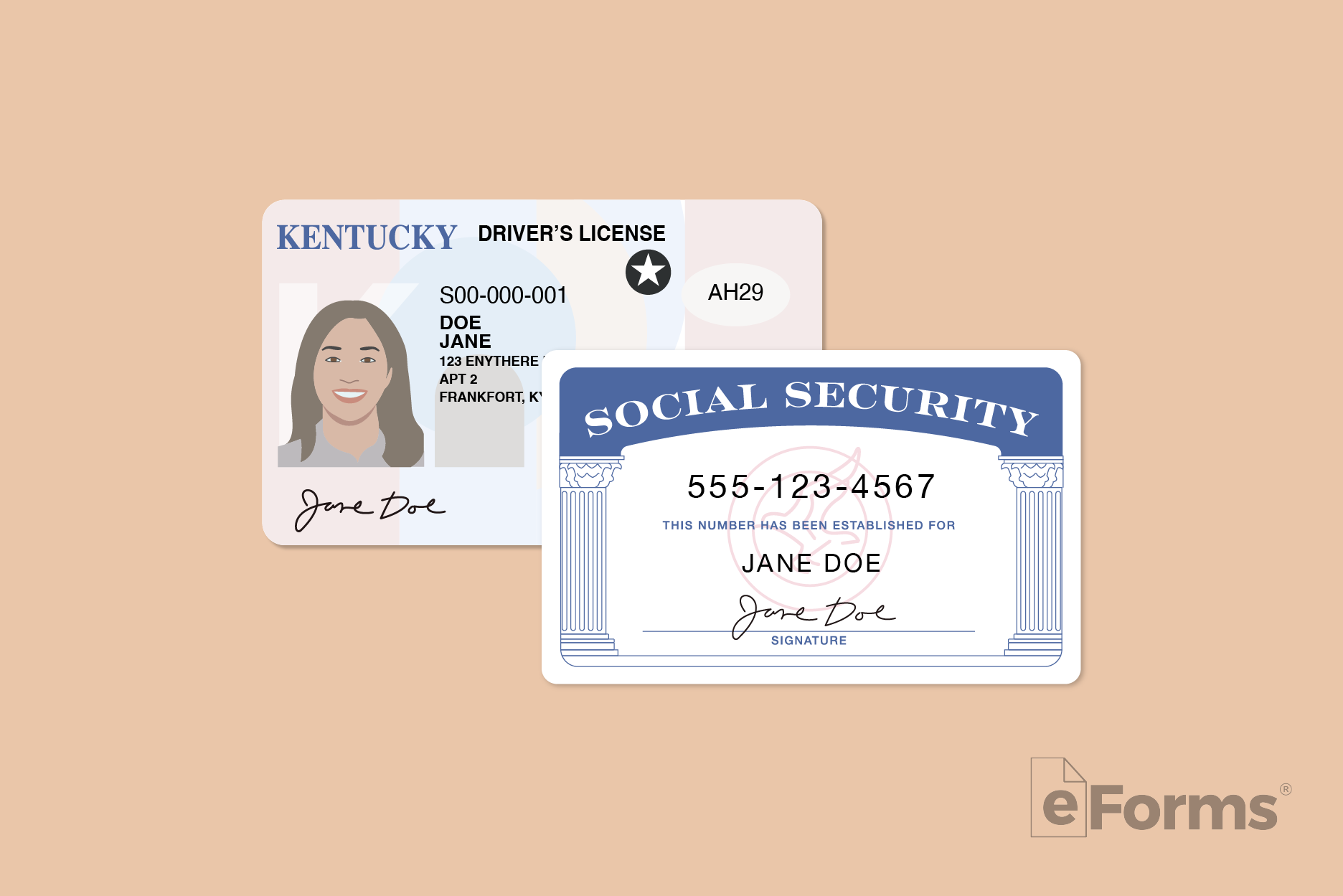 Kentucky Driver's License and Social Security card.