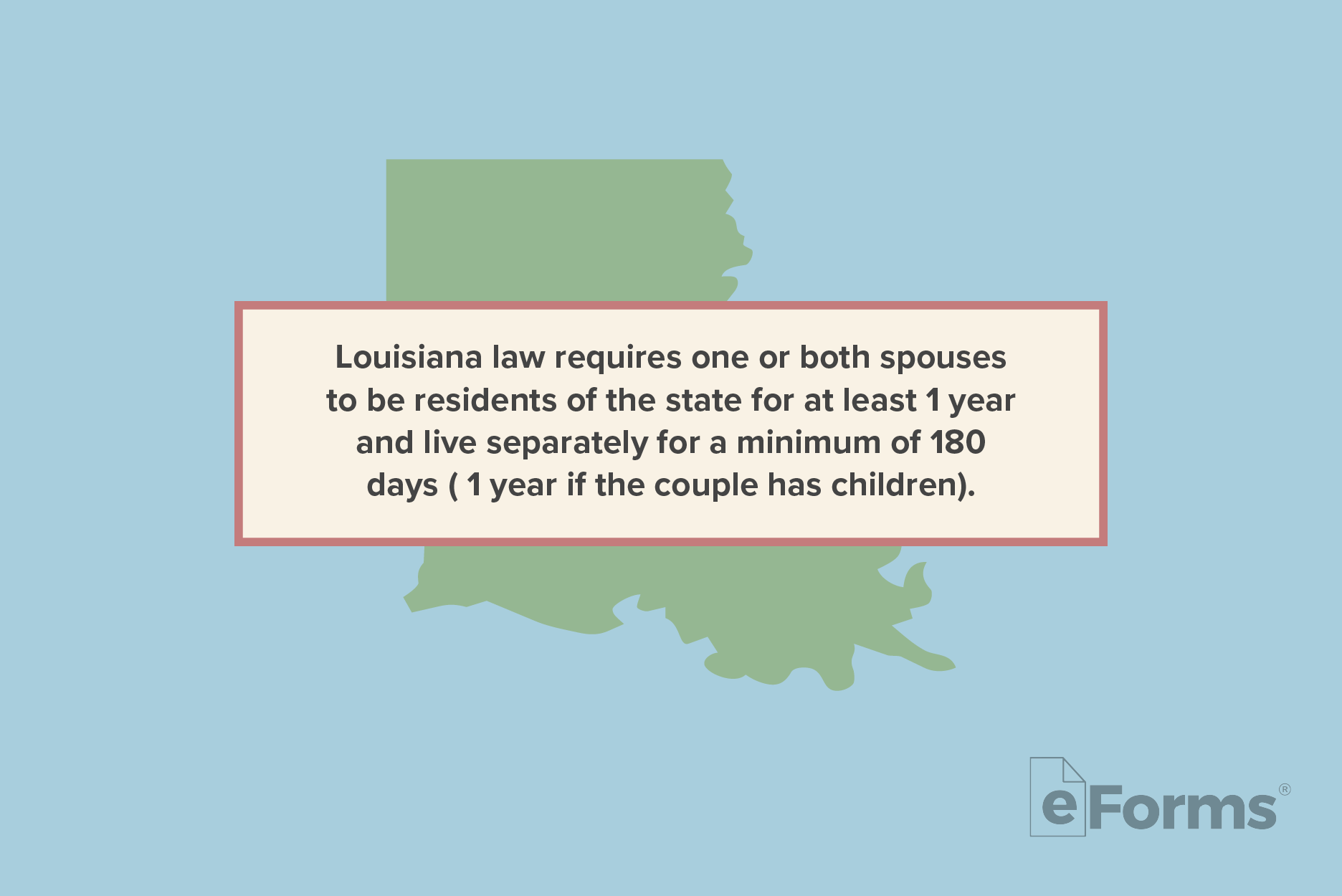 Map of Louisiana overlayed with the state's legal requirements.