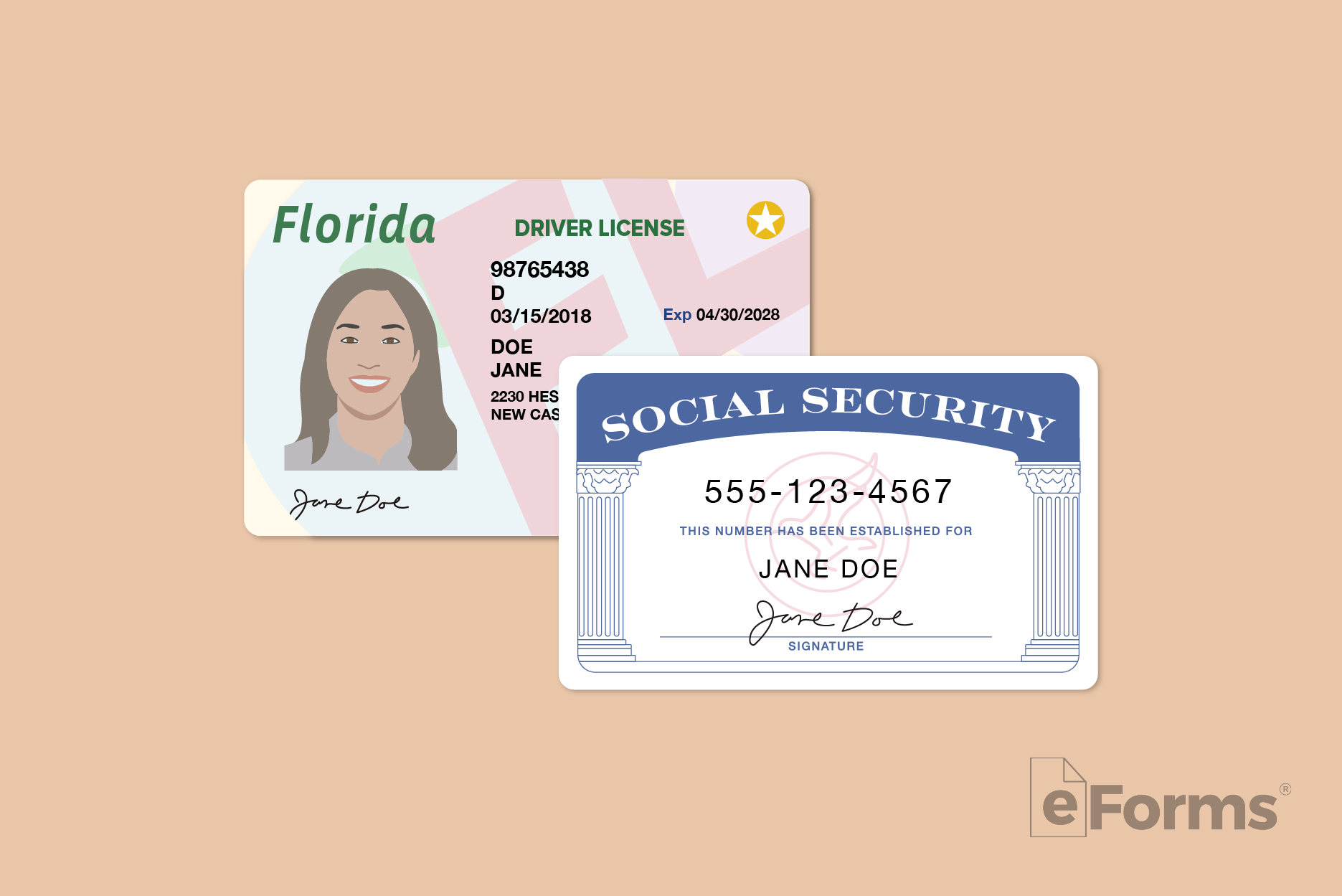 Florida driver's license and a Social Security card.