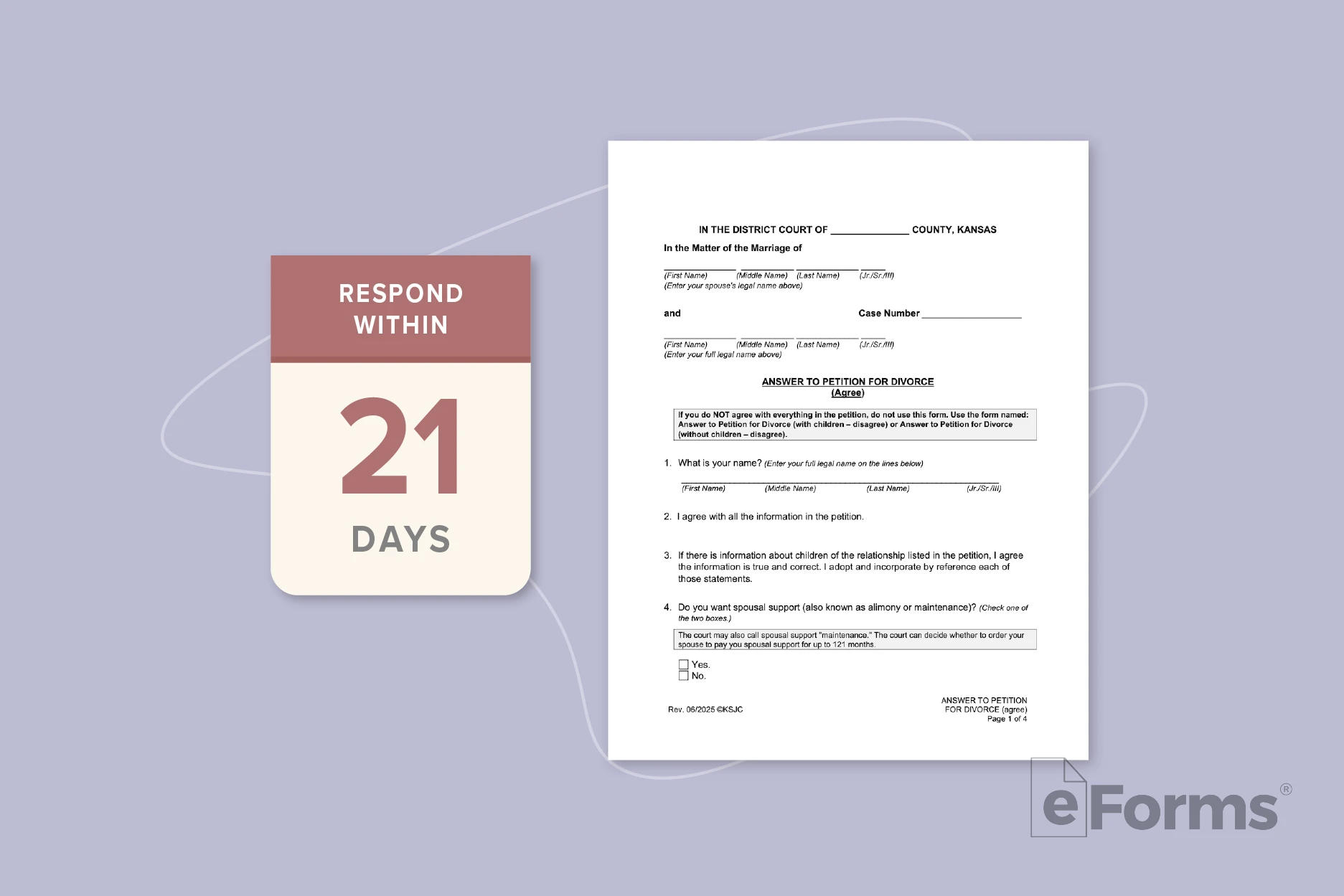 Respondent document with calendar page that indicates "Respond within 21 days. 