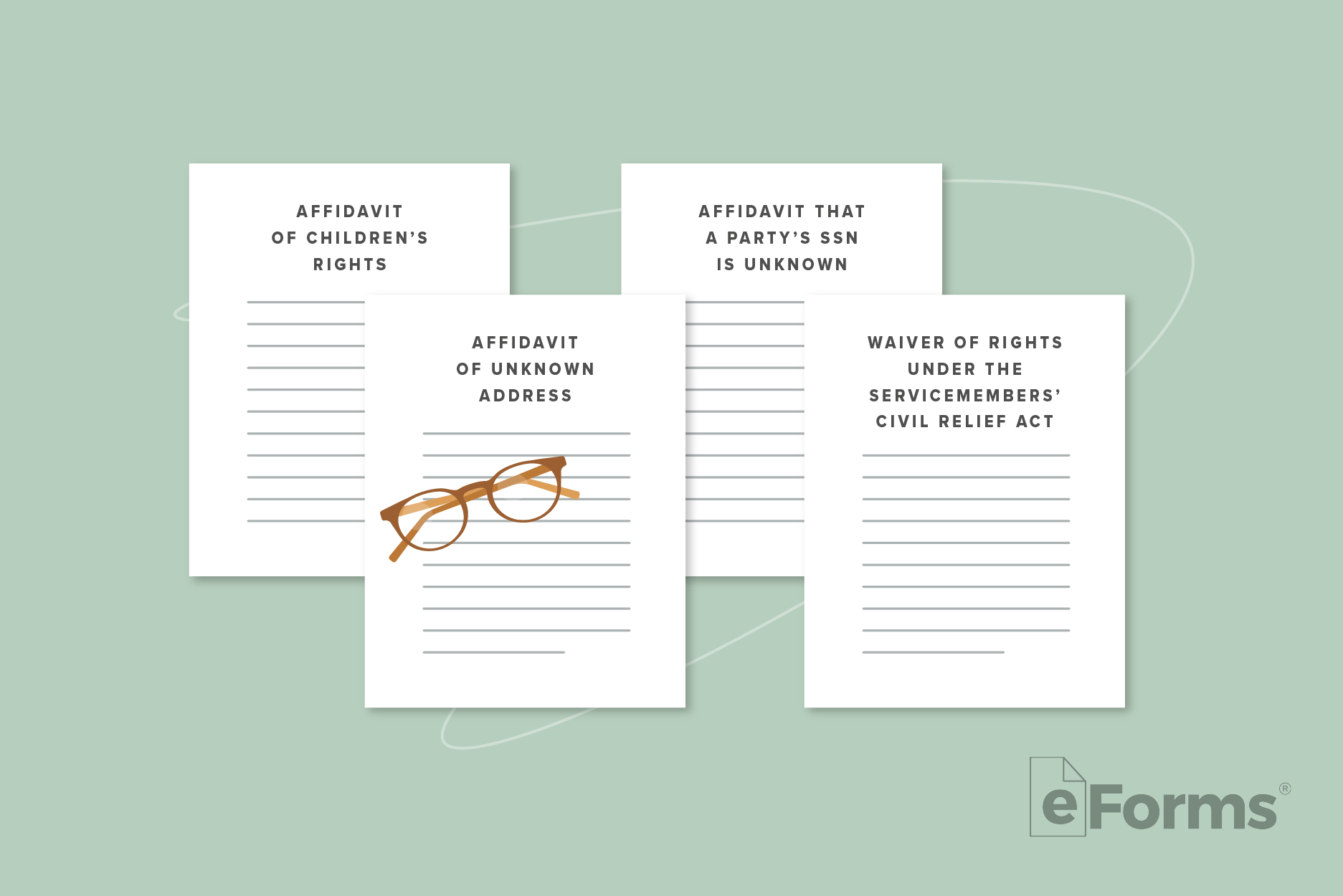 Set of 4 Situational forms with a pair of eyeglasses.