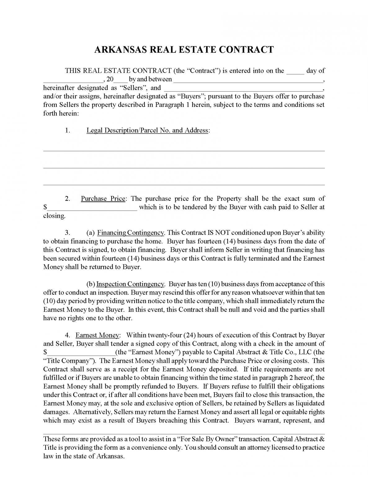 Free Arkansas Land Contract Template PDF Word eForms
