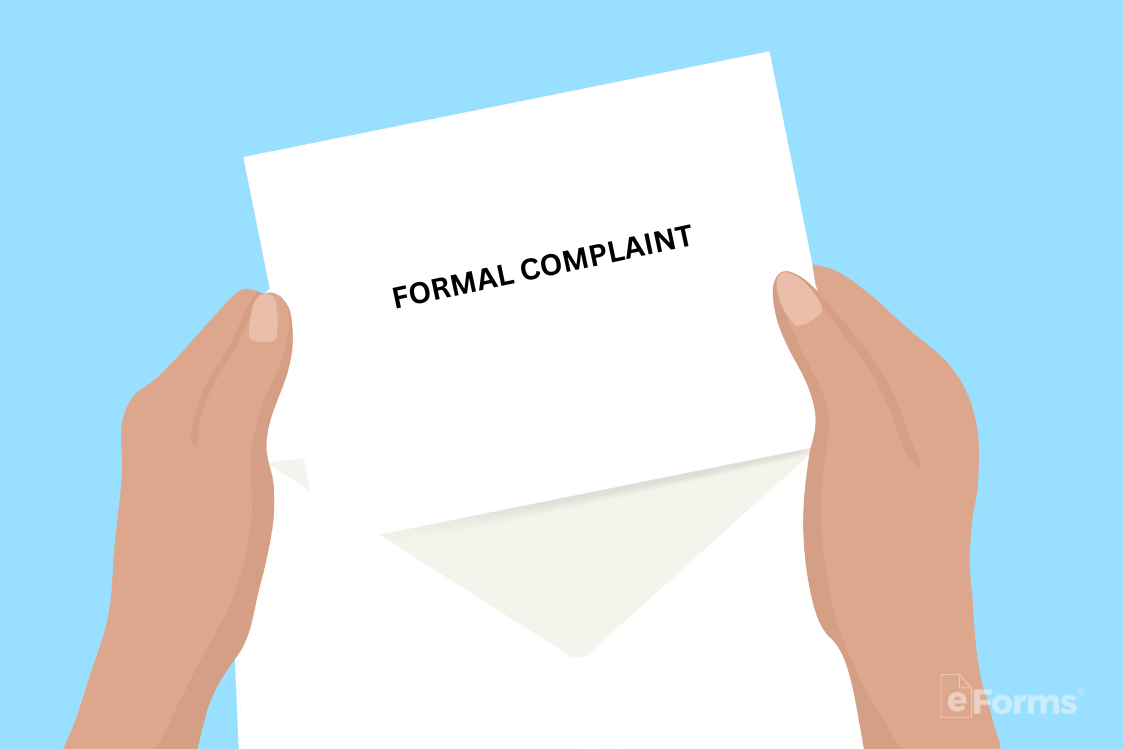 person holding an envelope with a complaint