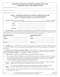 Missouri Advance Directive Form