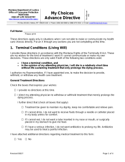 Montana Advance Directive Form