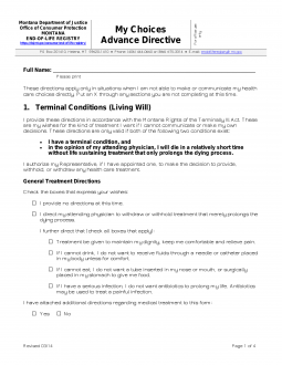 Montana Advance Directive Form