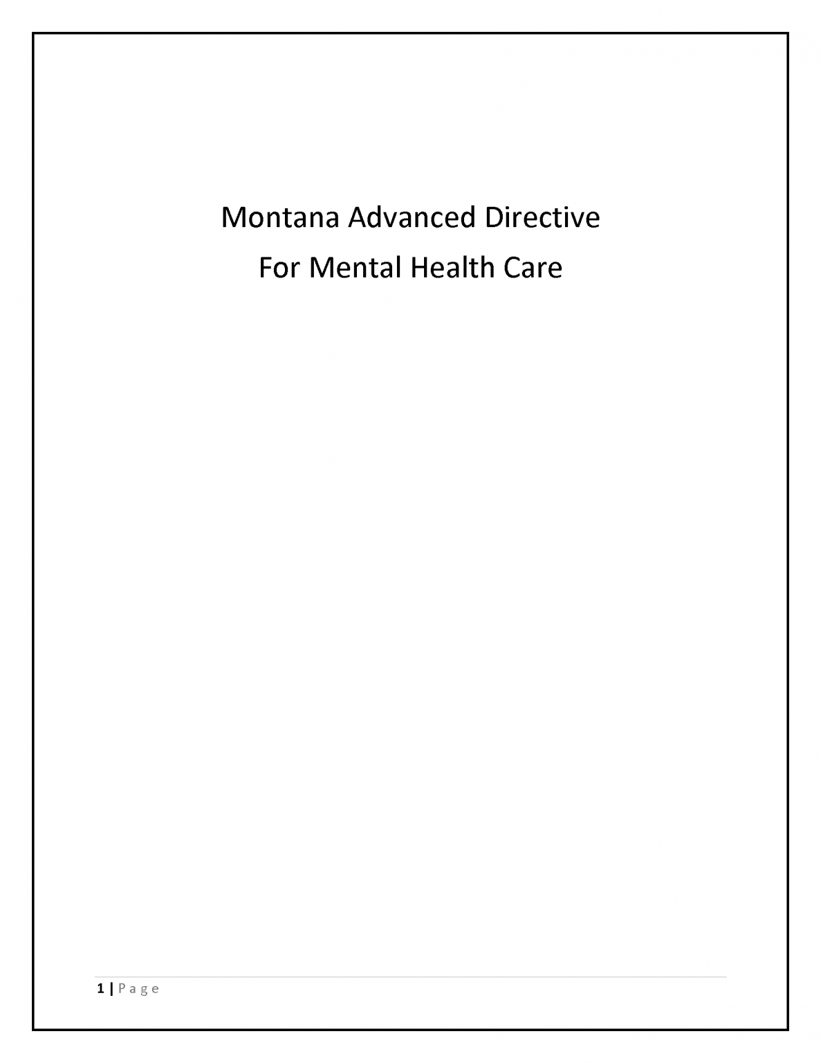 Free Montana Advance Directive Form PDF eForms