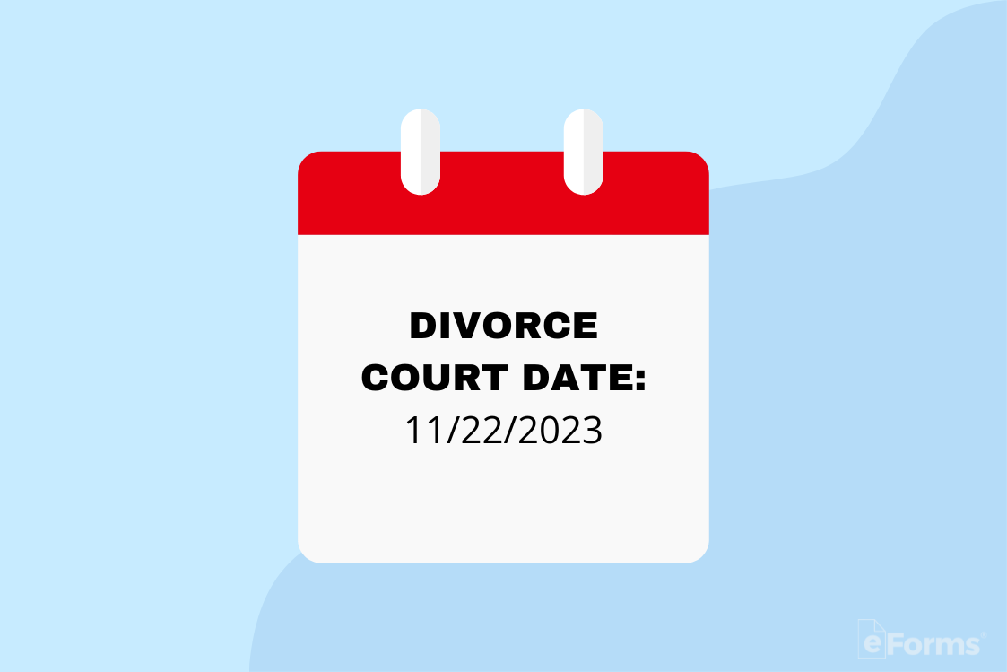 a calendar showing upcoming divorce court dates